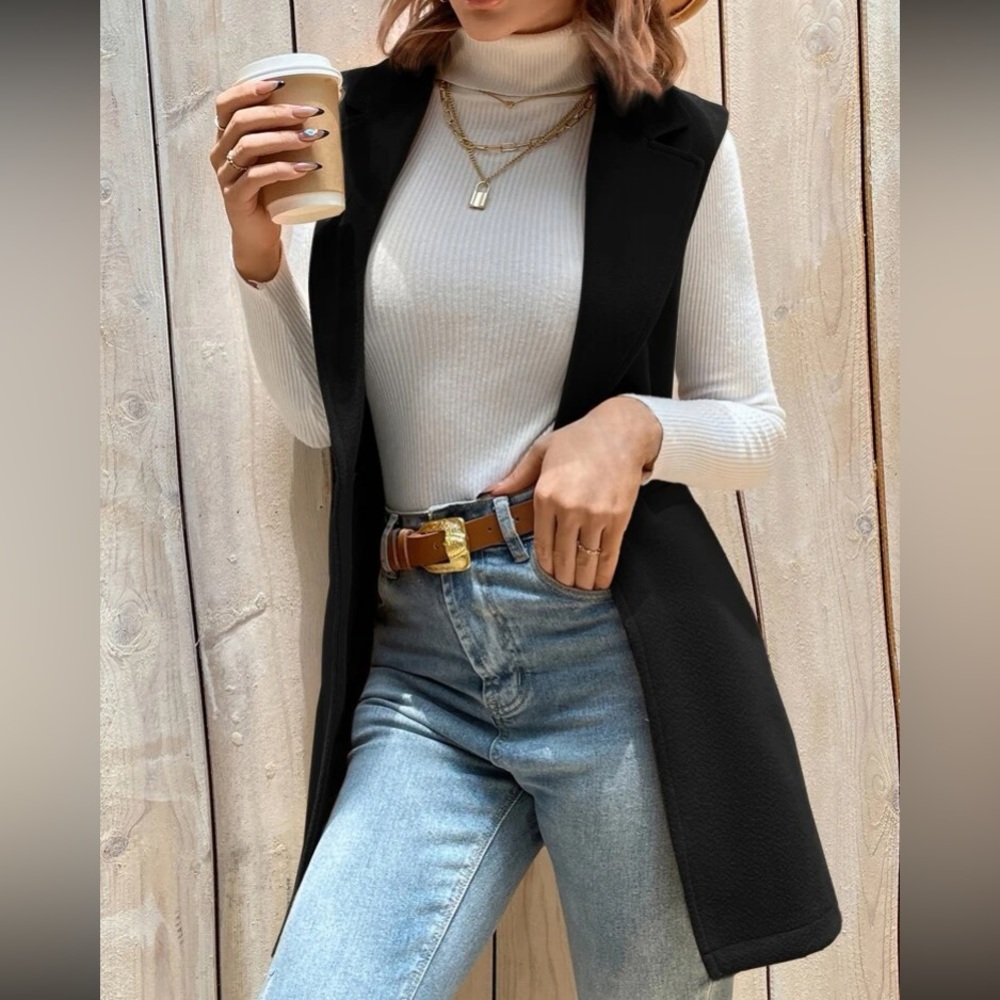 Lapel collar vest overcoat